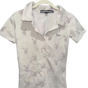 Misguided Playboy Women's Sleep Romper Size 0 Button‎ Front